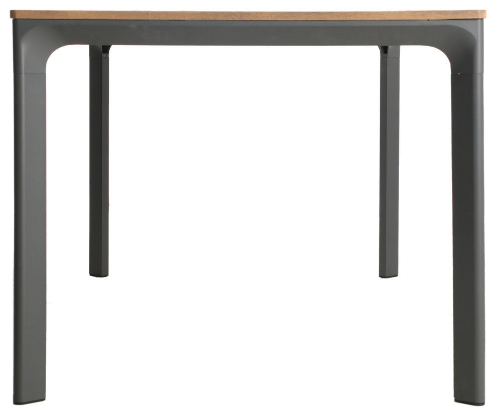 GDF Studio Jace Outdoor Aluminum and Wood Dining Table, Natural