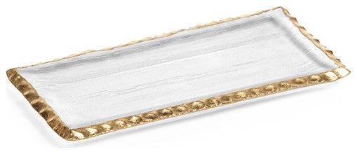 Cassiel Rectangular Trays With Jagged Gold Rim, Set of 2, Small