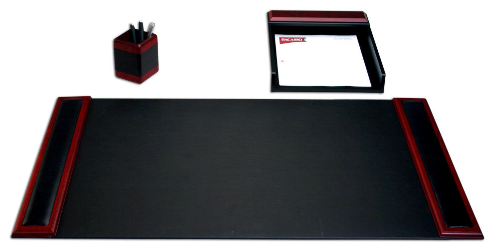 D8037, Rosewood Leather, 3-Piece Desk Set