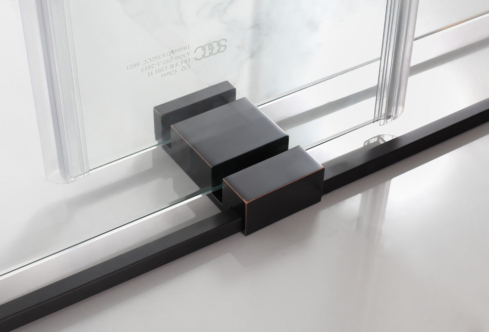Coraline 44"-48"x76" Frameless Sliding Shower Door, Oil Rubbed Bronze