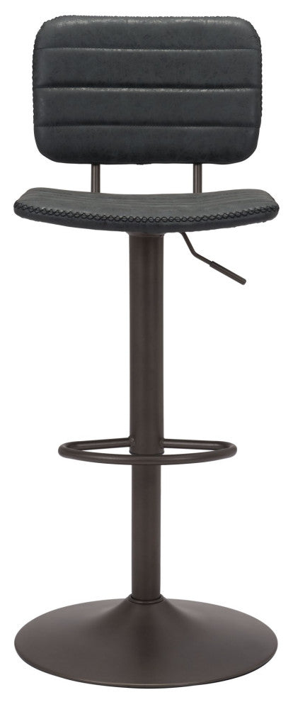 Bar Stool Chair Barstool, Faux Vinyl Leather, Steel, Vintage Black, Bronze