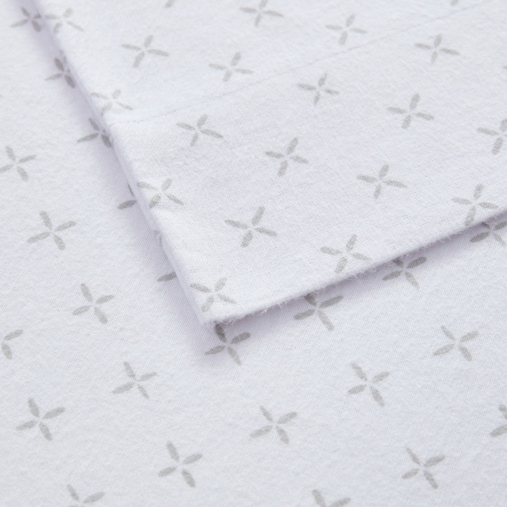 Beautyrest Oversized Flannel 4 Piece Sheet Set, Grey Petals