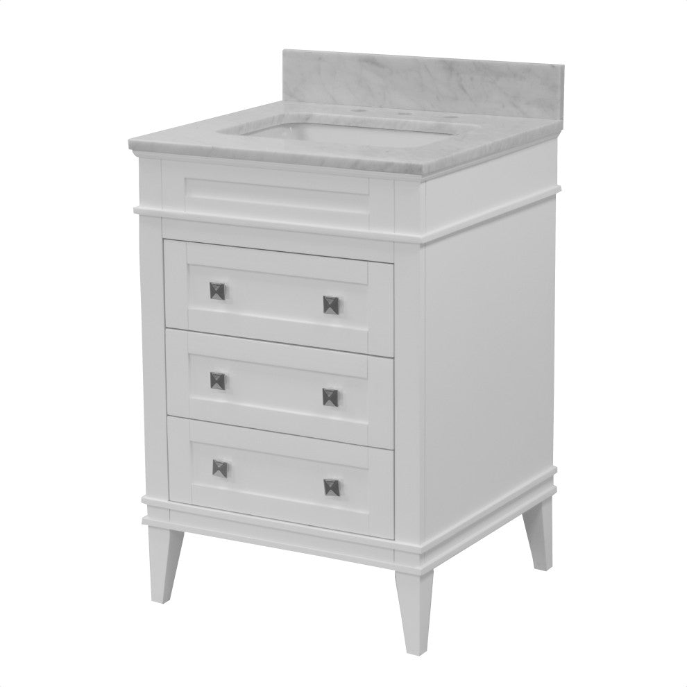 Eleanor 24" Bathroom Vanity, White, Carrara Marble