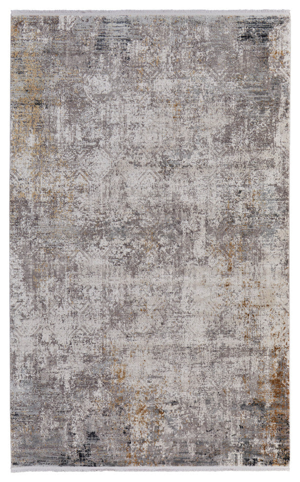 Weave & Wander Lindstra Gradient Watercolor Rug, Light Gray/Ivory, 4'10"x7'10"