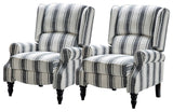 Modern Manual Wingback Recliner Set of 2, Stripe Black