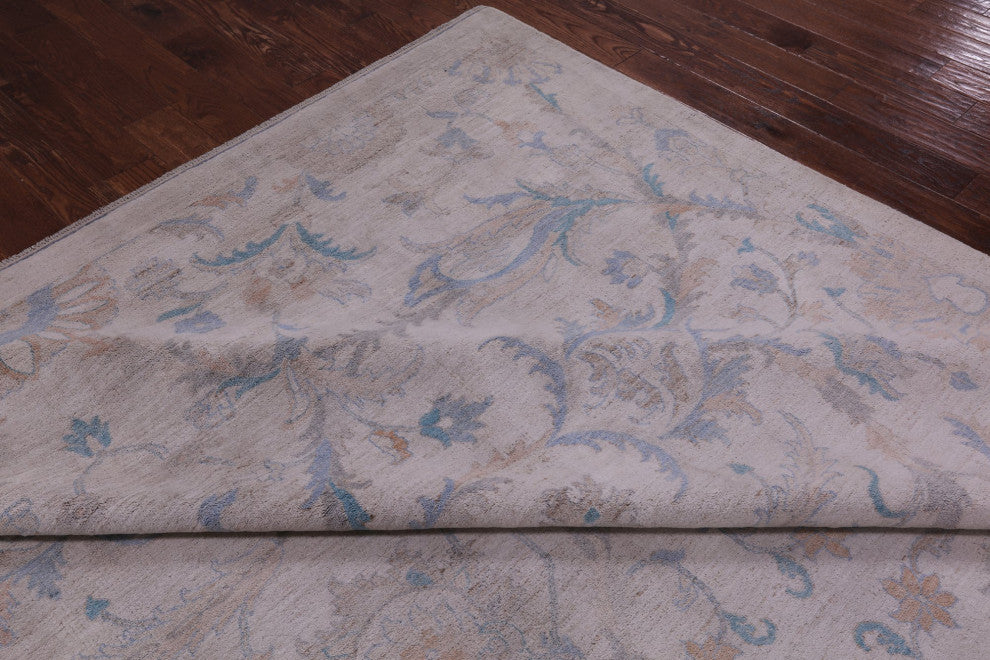 Peshawar White Wash Hand-Knotted Wool Rug 9' 11" X 13' 11" Q9540