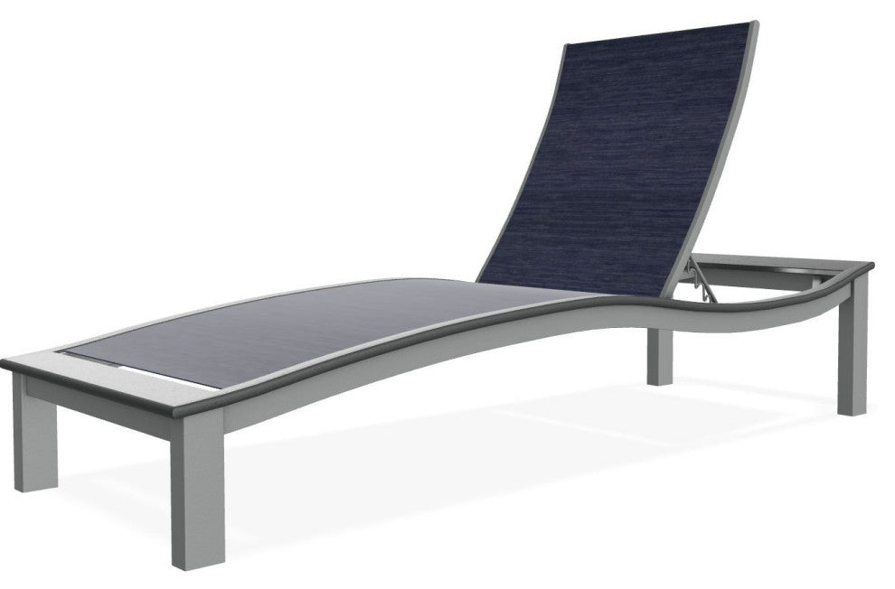 Bazza Sling 4-Position Contour Outdoor Chaise Lounge, Collect Indigo/Graphite