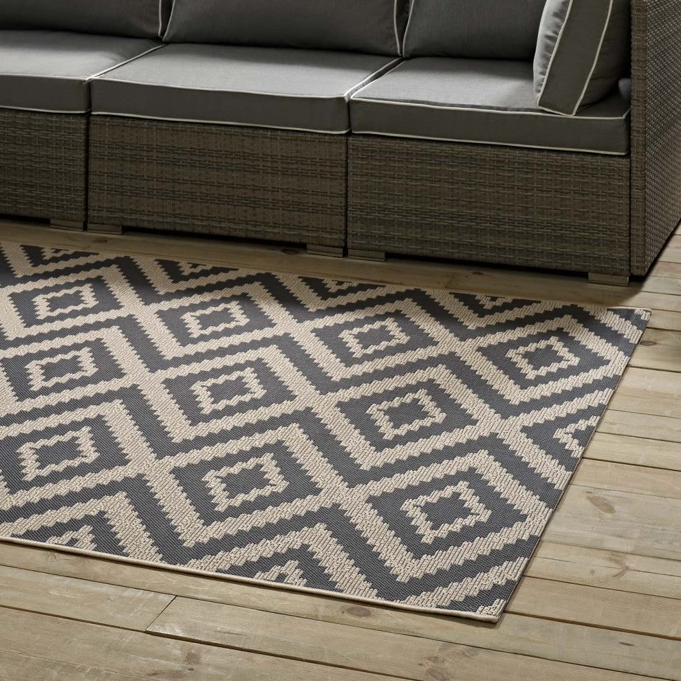 Area Rug Floor Carpet, Indoor Outdoor, Rectangular, 4x6, Grey Gray and Beige