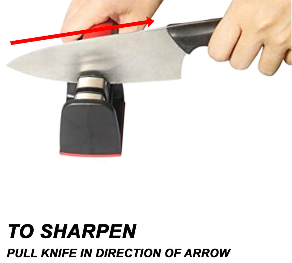 Professional Kitchen 2 Stage Knife Sharpener With Safety Soft Grip Handle