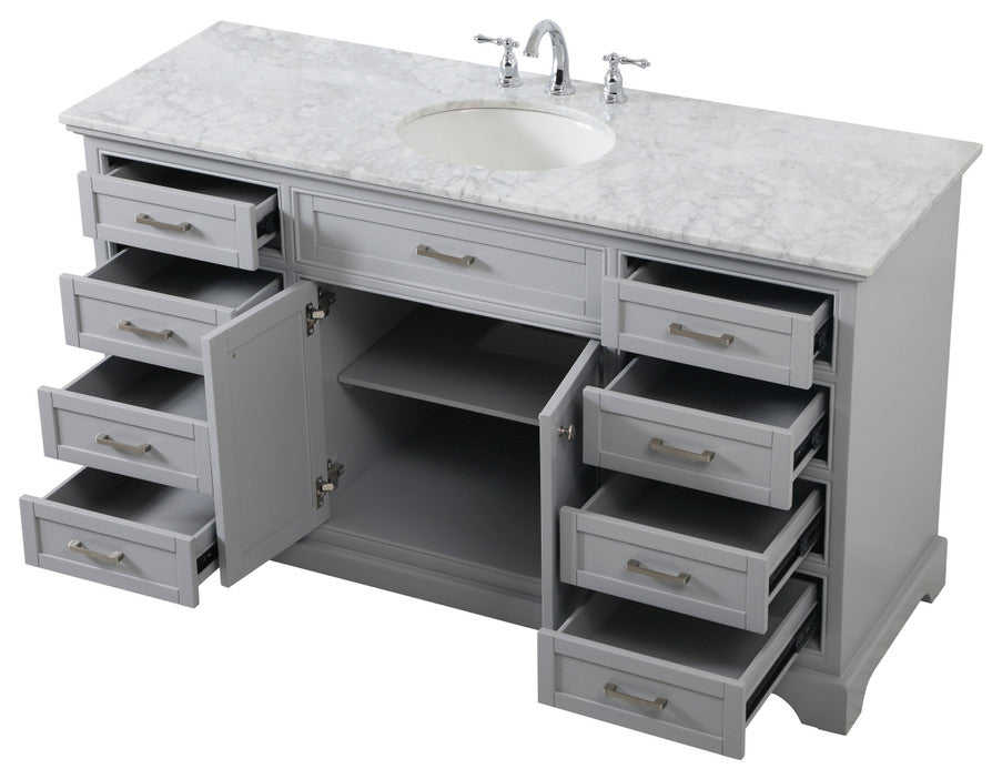 Amber Single Bathroom Vanity, Blue, Grey, 60"