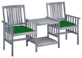 vidaXL Patio Chair Outdoor Chair with Tea Table and Cushions Solid Acacia Wood