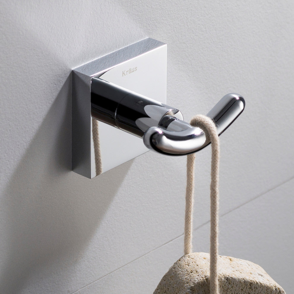 Ventus Bathroom Robe and Towel Double Hook, Chrome