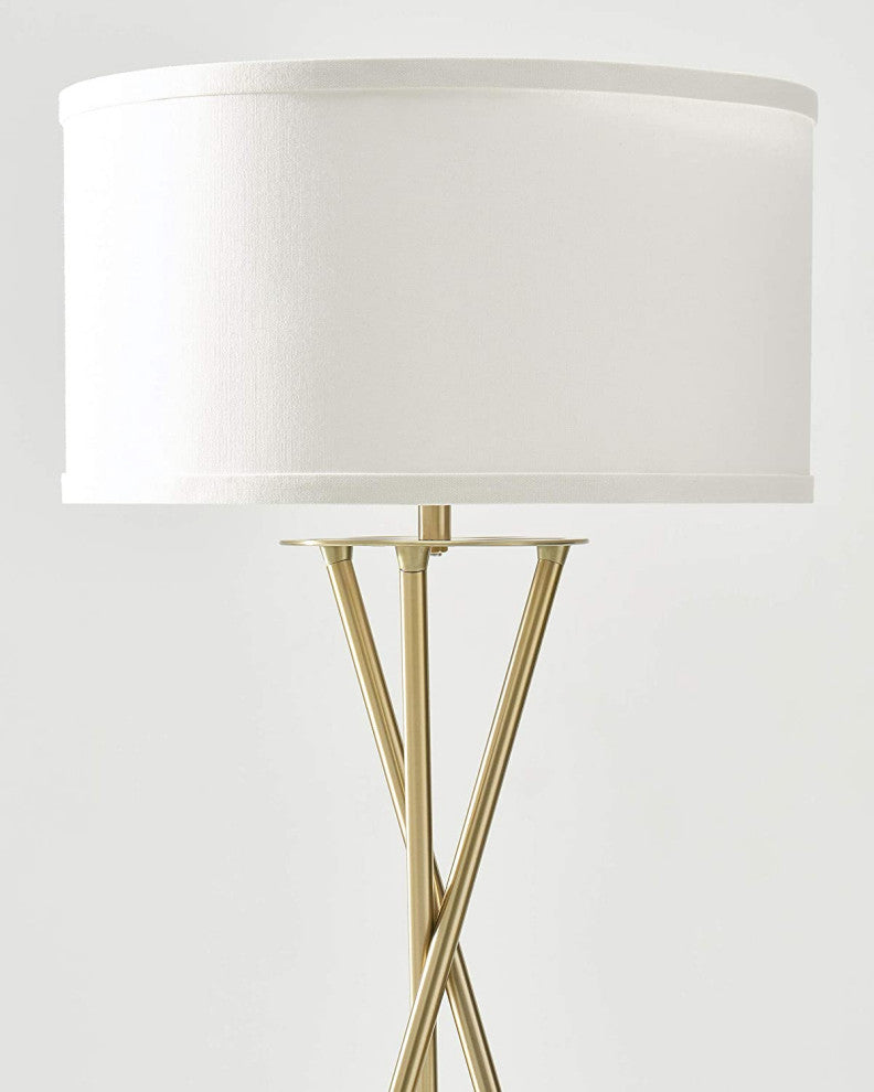 Brightech Jaxon Tripod LED Floor Lamp "“ Mid Century Modern, Living Room Standing, Antique Brass
