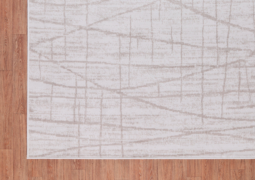 Low-Pile Pierce Ivory/Beige Rug, Ivory, 7'9"x10'