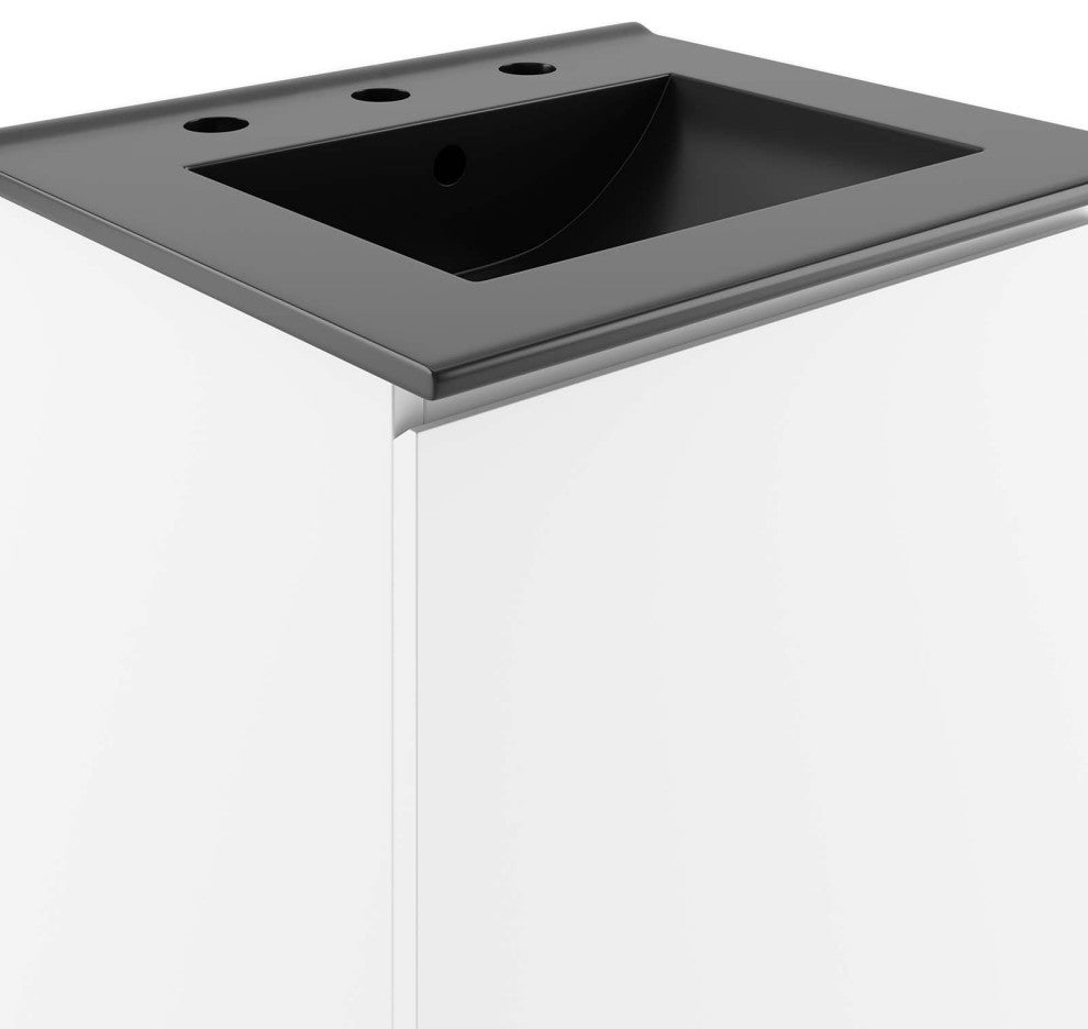 Bryn 18" Wall-Mount Bathroom Vanity, White Black