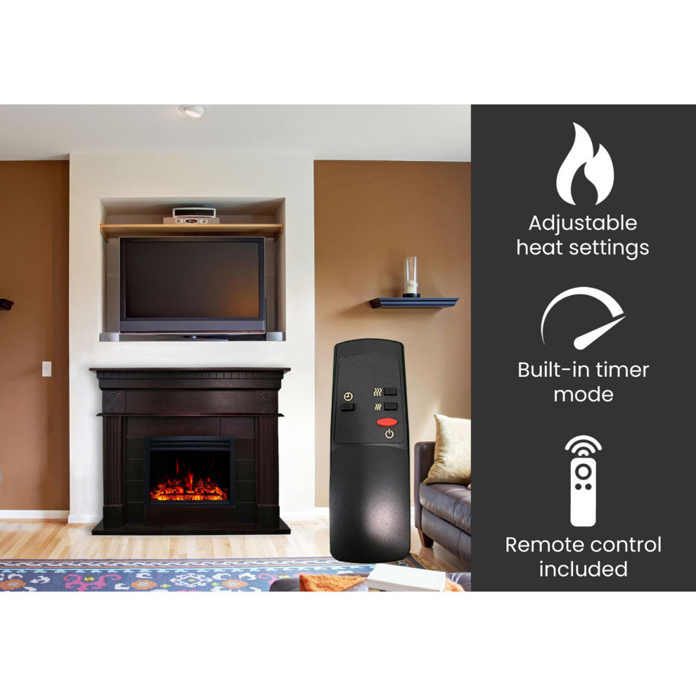 47.8" York Electric Fireplace Mantel With Multi-Color Flame Display