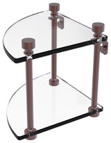 Foxtrot Two Tier Corner Glass Shelf, Antique Copper