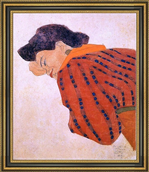 Egon Schiele Reclining Woman Red Blouse