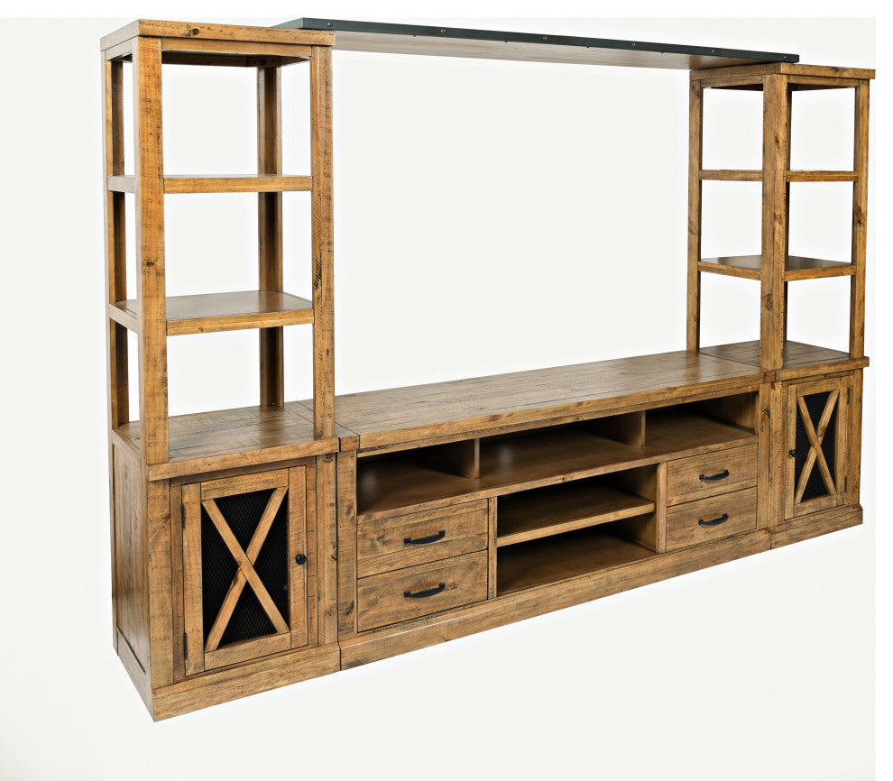 Telluride Rustic Pine Entertainment Center With 70" TV Console