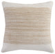 Ivory and Jute Striped Throw Pillow