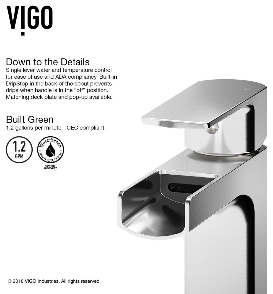 VIGO Ileana 7" H Single Handle Single Hole Bathroom Faucet, Chrome, Without Extras
