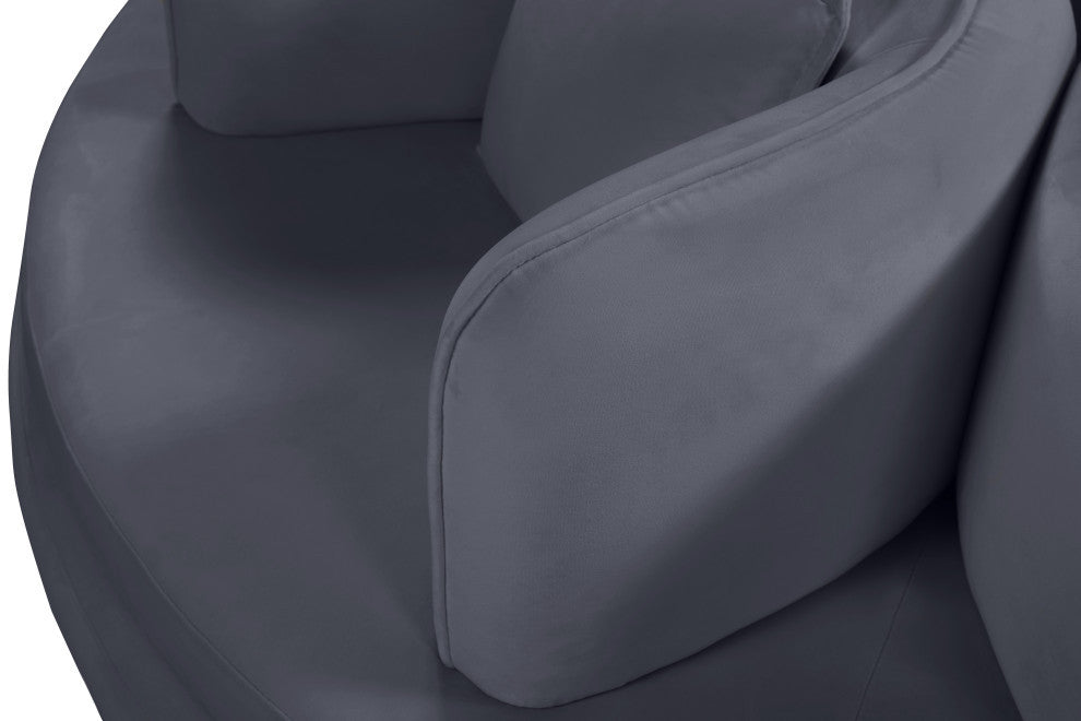 Circlet Velvet Upholstered Roundabout Sofa, Gray