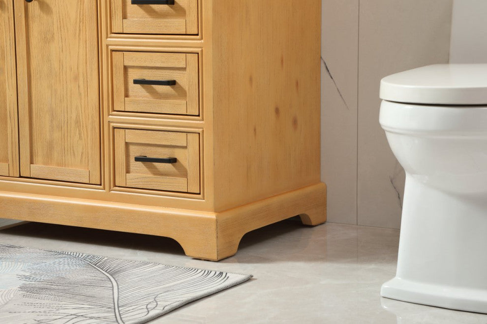 Amber Single Bathroom Vanity, Blue, Natural Wood, 36"