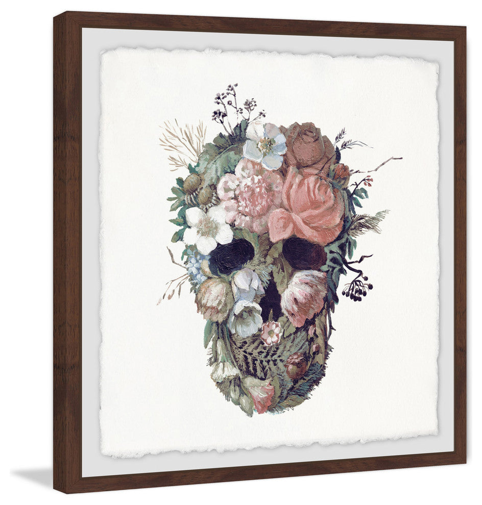 "Floral Skull II" Framed Painting Print, 32"x32"