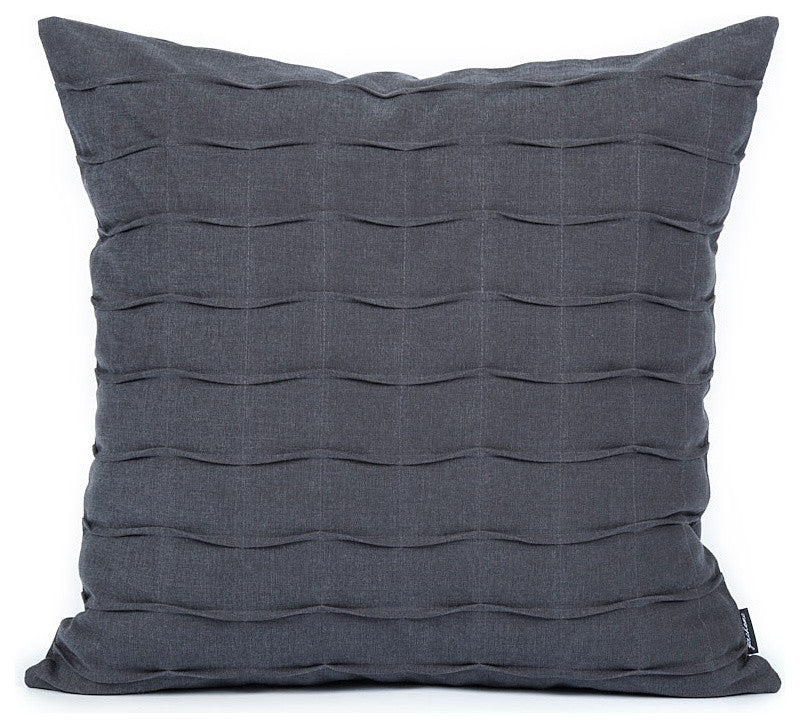 Charcoal Gray Hand Crafted Pintuck Accent Throw Pillow Cover