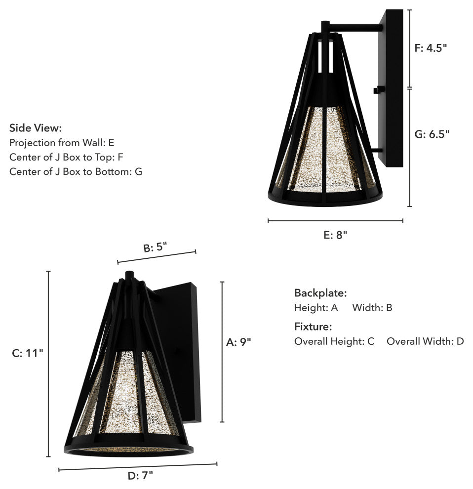 Rafner Natural Iron With Mercury Glass Glass 1 Light Sconce Wall