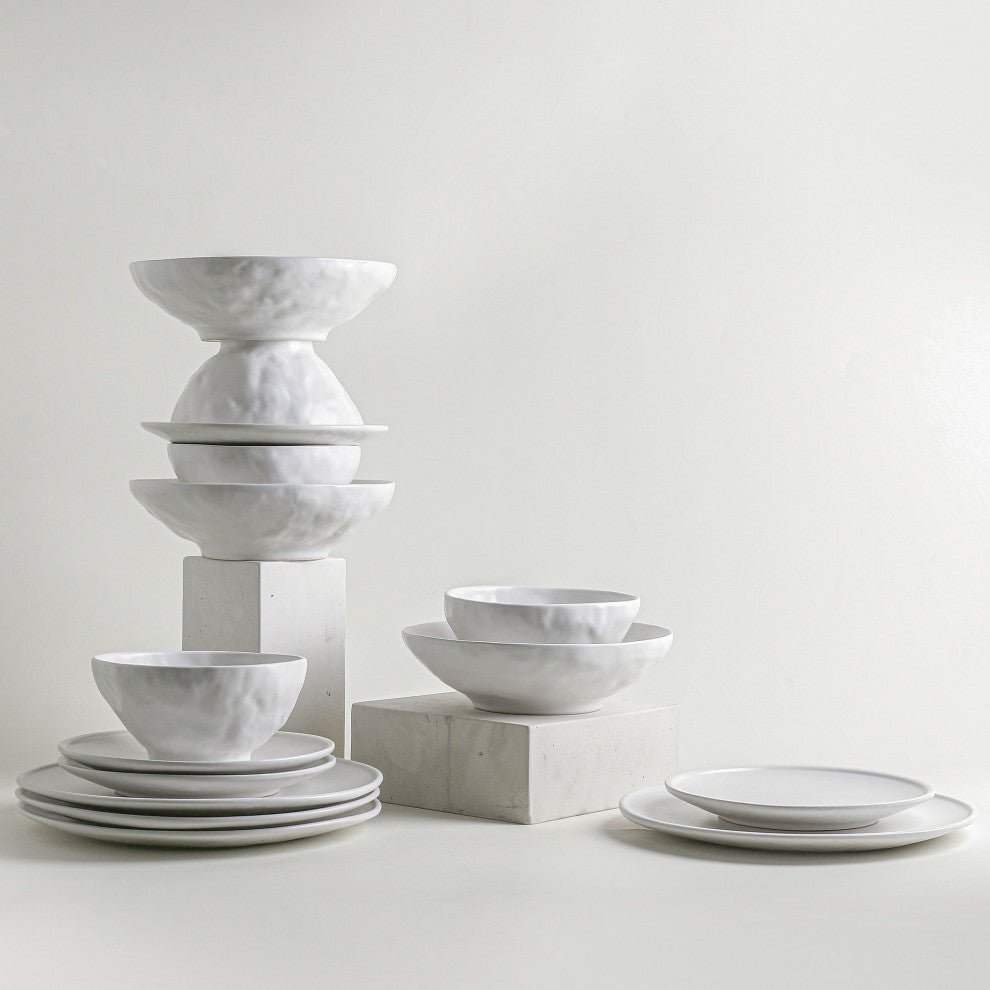 Stone by Mercer Project NENDO Stoneware 32 Piece Dinnerware Set, White
