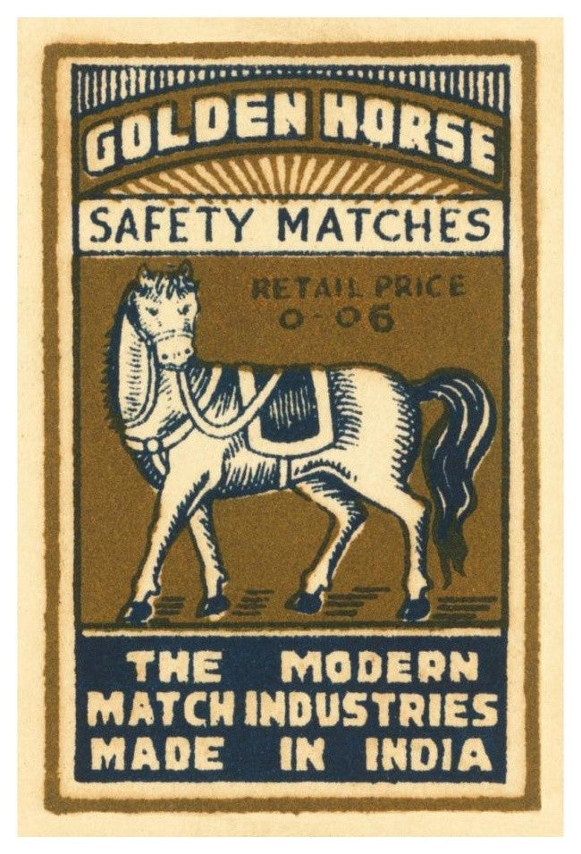 "Golden Horse Safety Matches" Digital Paper Print by Phillumenart, 17"x24"