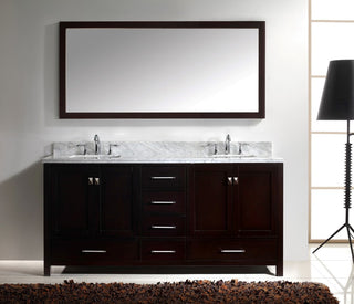 Caroline Avenue 72" Double Bathroom Vanity Set Espresso, Marble Top