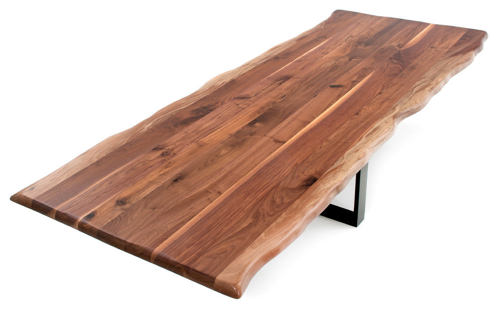 Contemporary Live Edge Dining Table, Black Walnut, 60x48x31