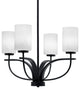Cavella 4 Light Chandelier, Matte Black Finish, 4" White Marble Glass