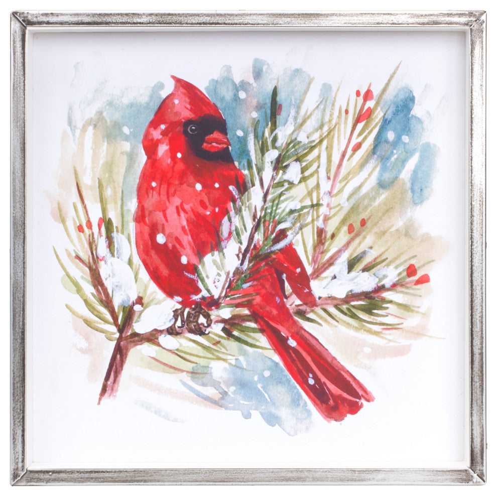 Framed Cardinal Pine Print, 2-Piece Set