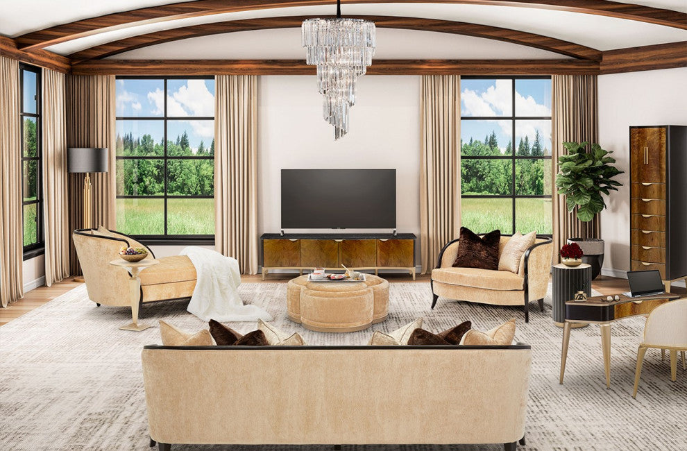 Malibu Crest TV Console - Crotch Mahogany