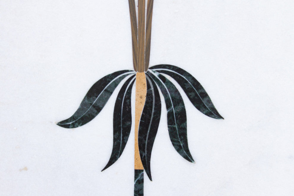 Precious Botanical Inlay Marble Panel
