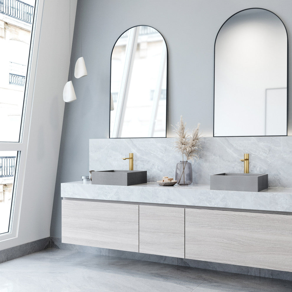 VIGO Alhambra 15"L x 15"W x 5"H Concreto Stone Square Bathroom Vessel Sink