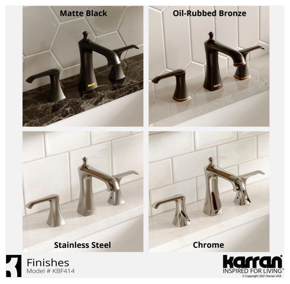 Karran 3-Hole 2-Handle Bathroom Faucet With Pop-Up Drain, Stainless Steel