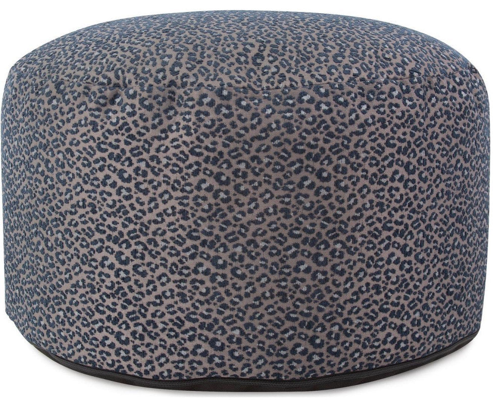 Elegant Lynx Indigo Pouf With Removable Cover