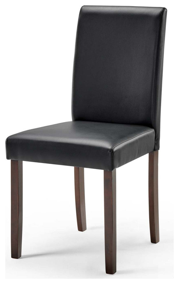 Side Dining Chair and Table Set, Faux Leather, Drak Brown Black, Modern, Bistro