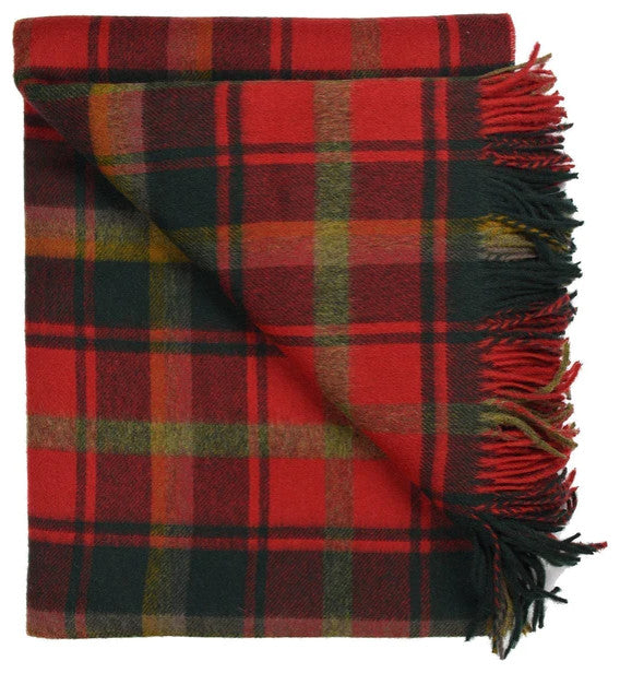 Prince of Scots Highland Tartan Tweed Merino Wool Throw, Dark Maple