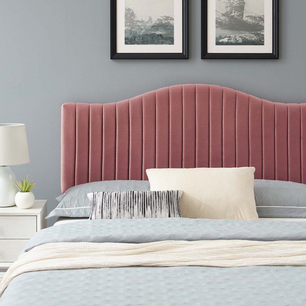 Tufted Platform Bed Frame, King Size, Velvet, Pink, Modern Contemporary, Bedroom