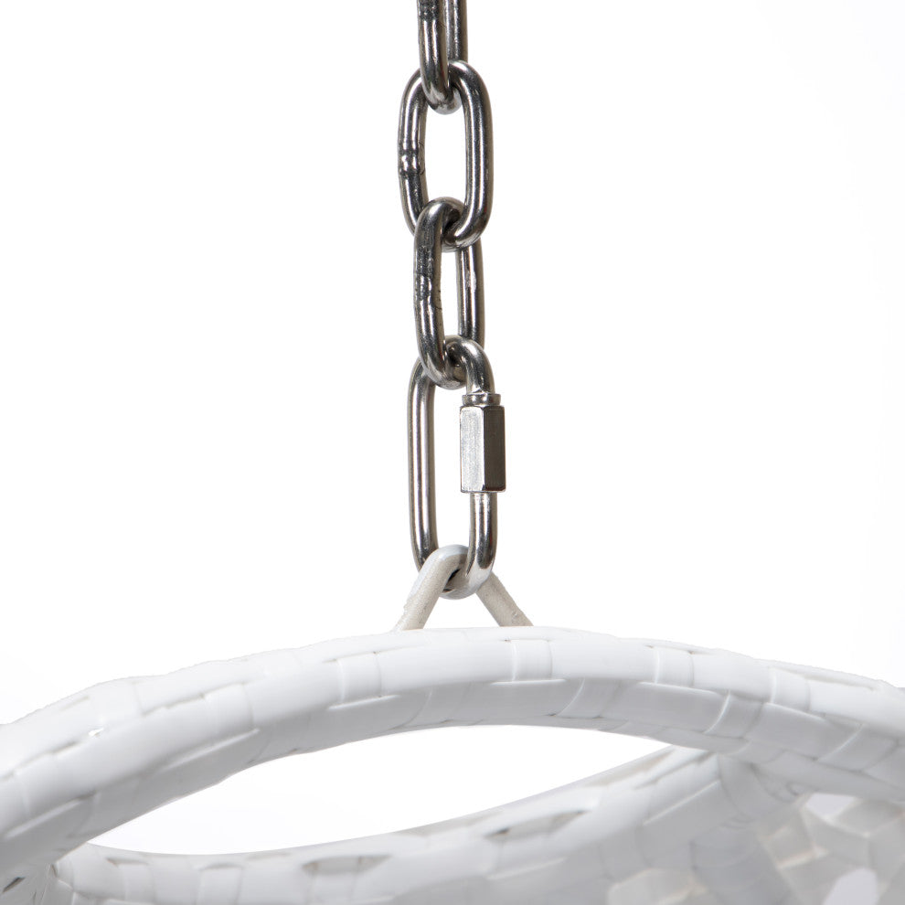 LeisureMod ESCW-40BG Beige Wicker Hanging Egg Swing Chair