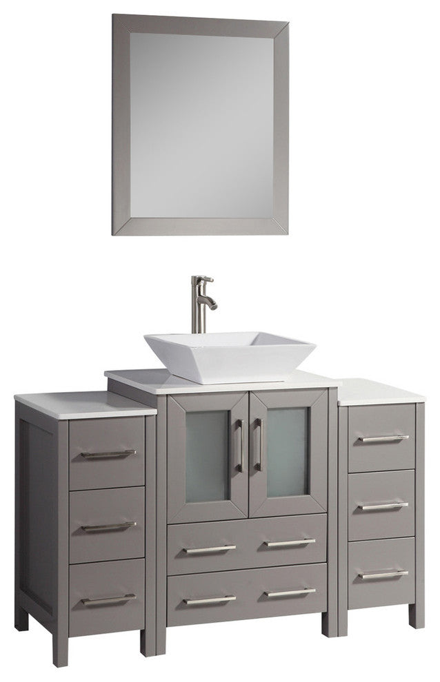 Vanity Art Bathroom Vanity Set With Sink, Gray, 48", Led Touch-Switch Mirror