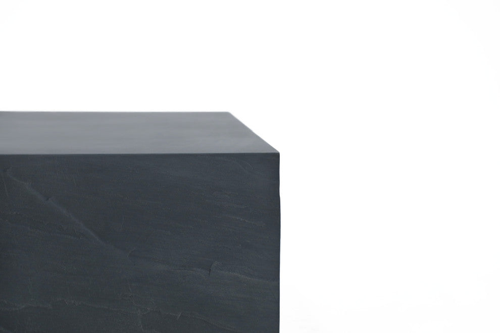 Colorado 34" Square Concrete Coffee Table, Slate Black