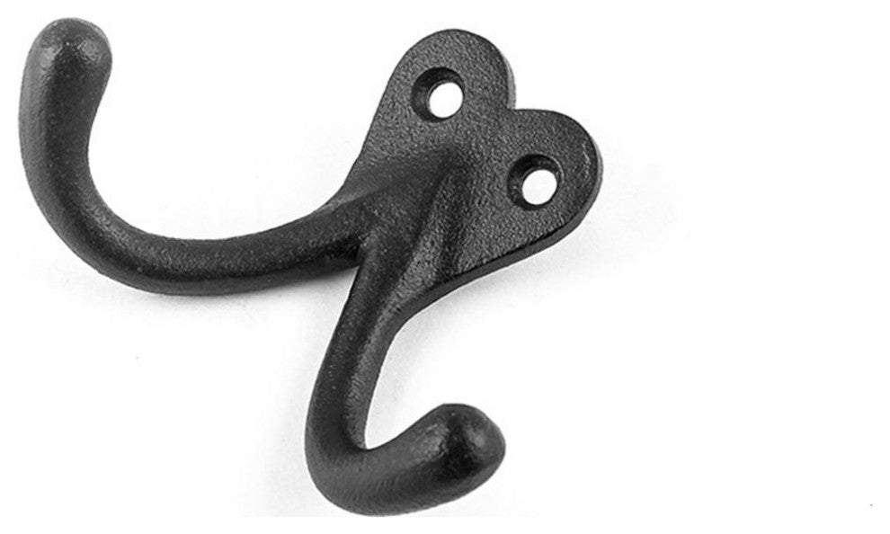 Double Wall Hook Black Cast Iron Hat and Coat Hook