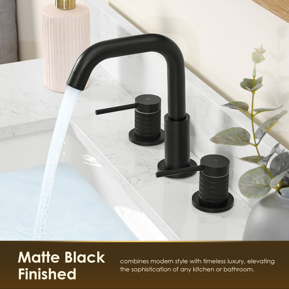 Versace 8" Widespread 2-Handle Bathroom Faucet, Matte Black