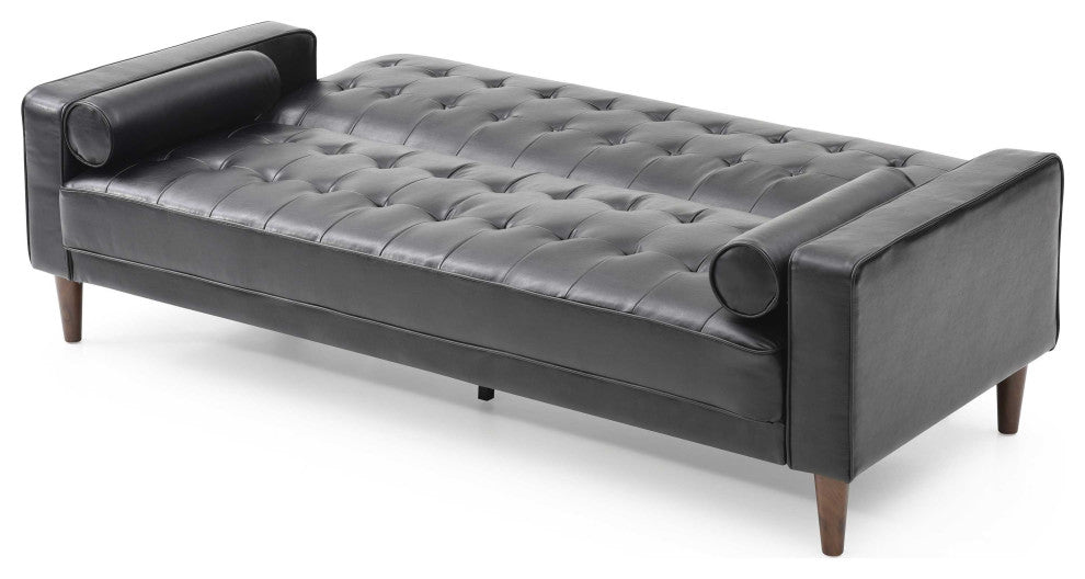 Andrews 85 in. W Flared Arm Faux Leather Straight Sofa, Black